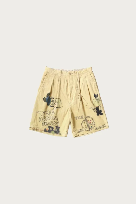 14W Corduroy IVY Short Pants (Memorial Paint Model) - Light Yellow sold by Canoe Club