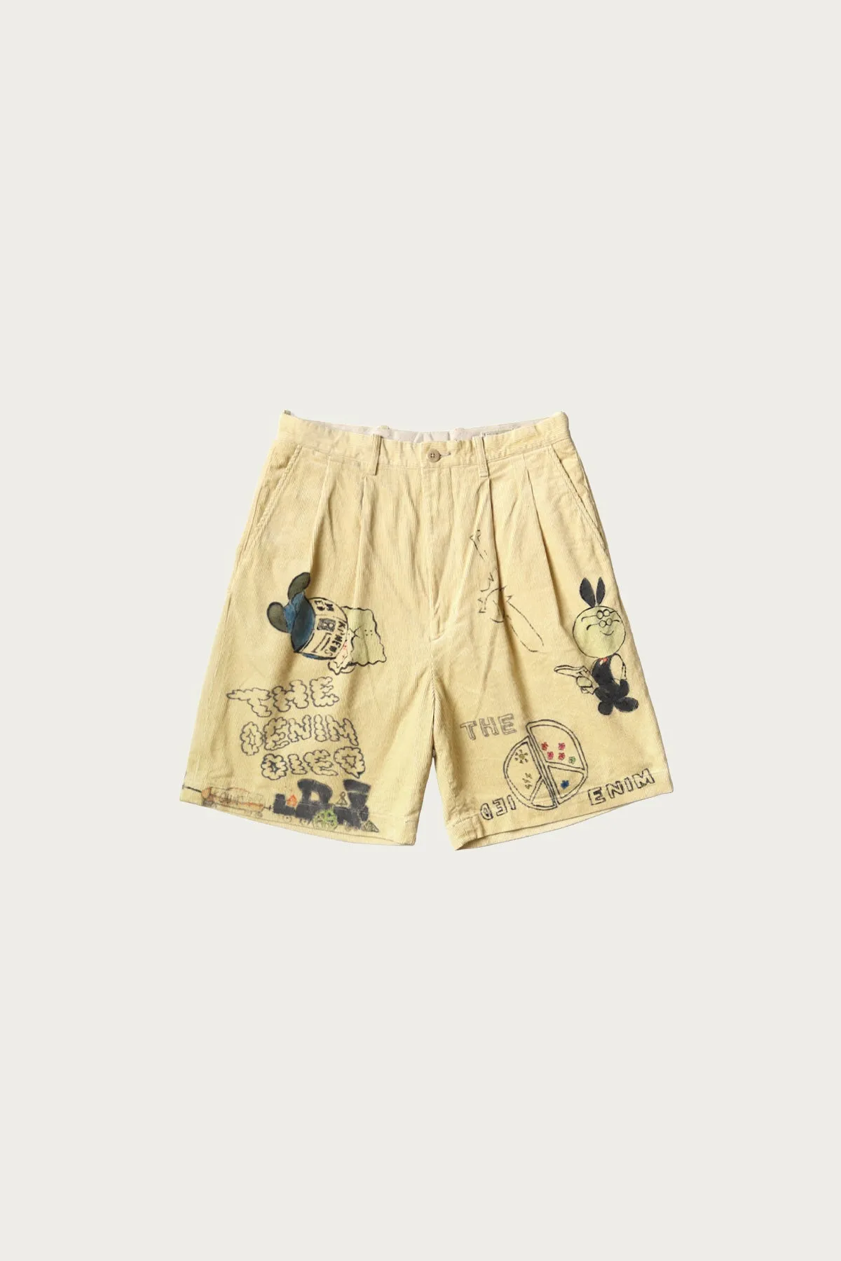 14W Corduroy IVY Short Pants (Memorial Paint Model) - Light Yellow sold by Canoe Club