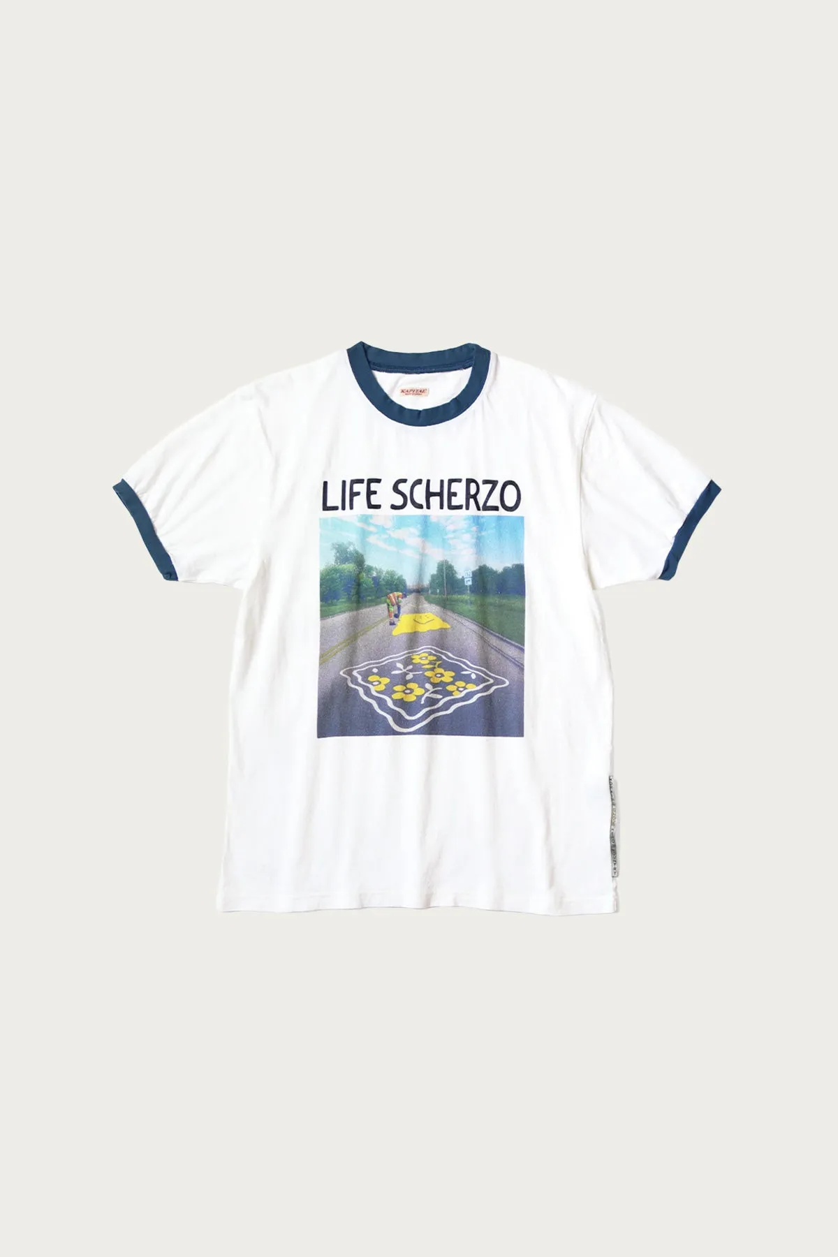 20/-Jersey RINGER T(LIFE SCHERZO ROAD SIGN PAINTER) - White sold by Canoe Club