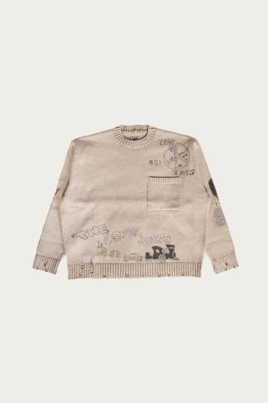 5G Cotton Knit Crew Sweater (Memorial Paint Model) - Natural sold by Canoe Club