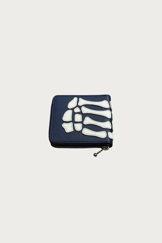 THUMB-UP BONE BAND ZIP Wallet - Navy made by Kapital