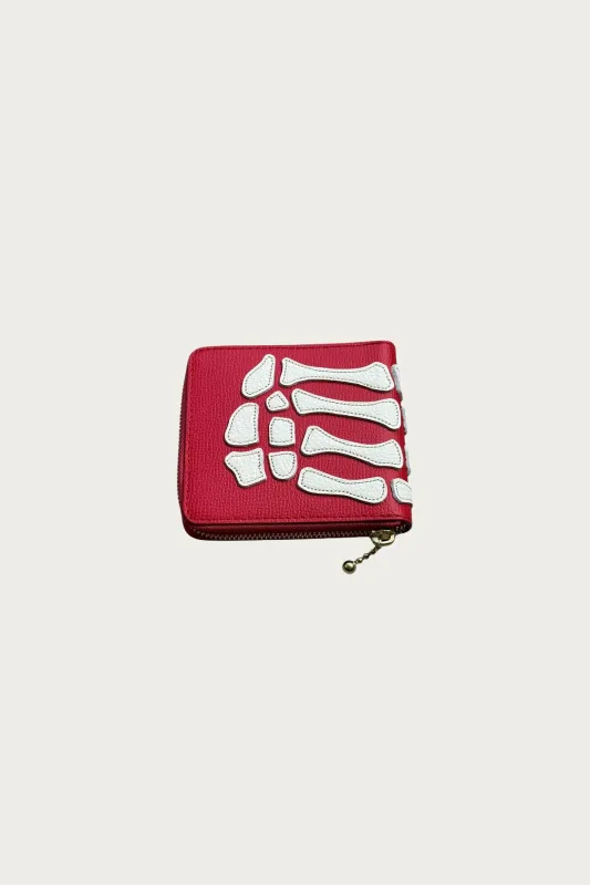 THUMB-UP BONE BAND ZIP Wallet - Red made by Kapital