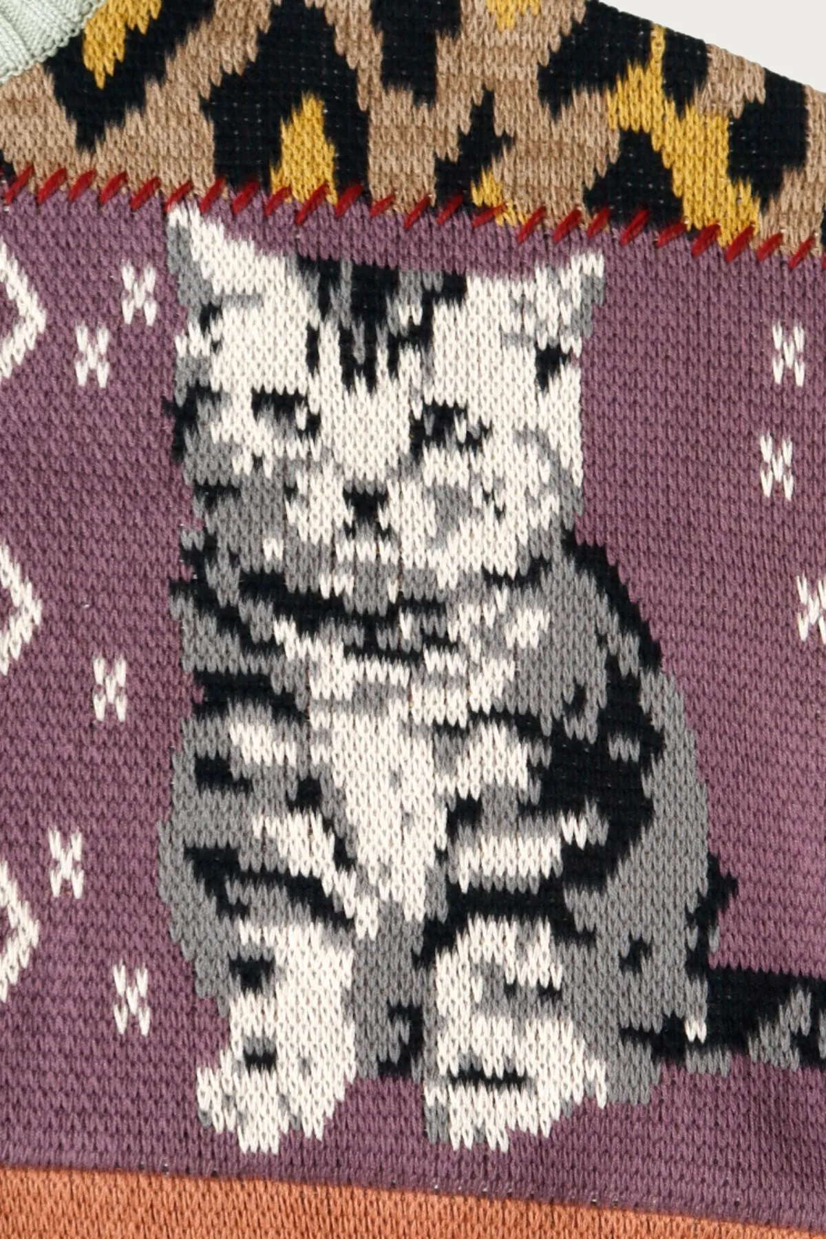 5G Cotton Knit Patchwork BIG Crew Sweater(Cat&Raven) - Mint sold by Canoe Club product image thumbnail 4