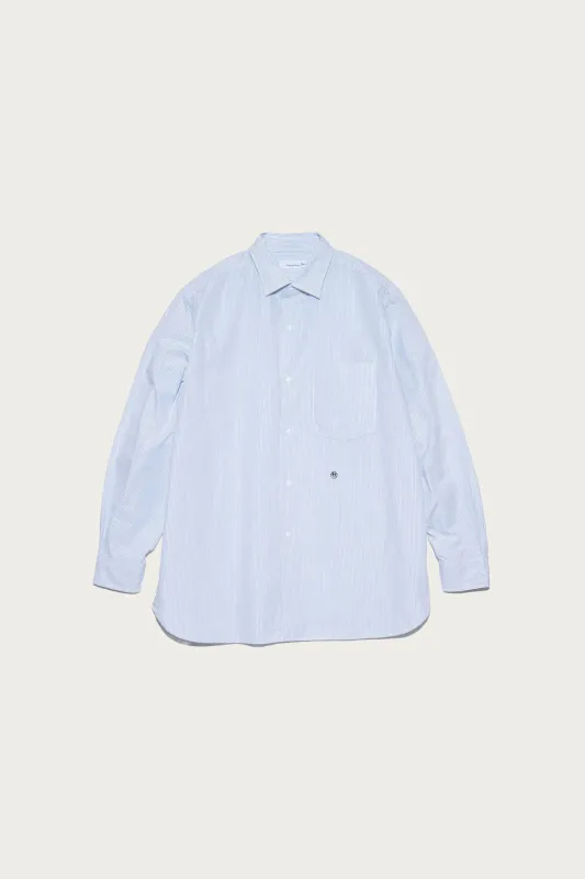 Regular Collar Stripe Wind Shirt - Sax made by Nanamica