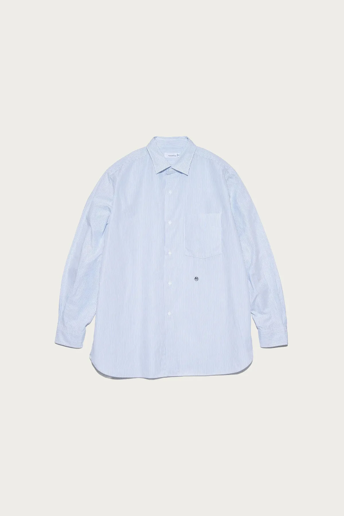 Regular Collar Stripe Wind Shirt - Sax sold by Canoe Club