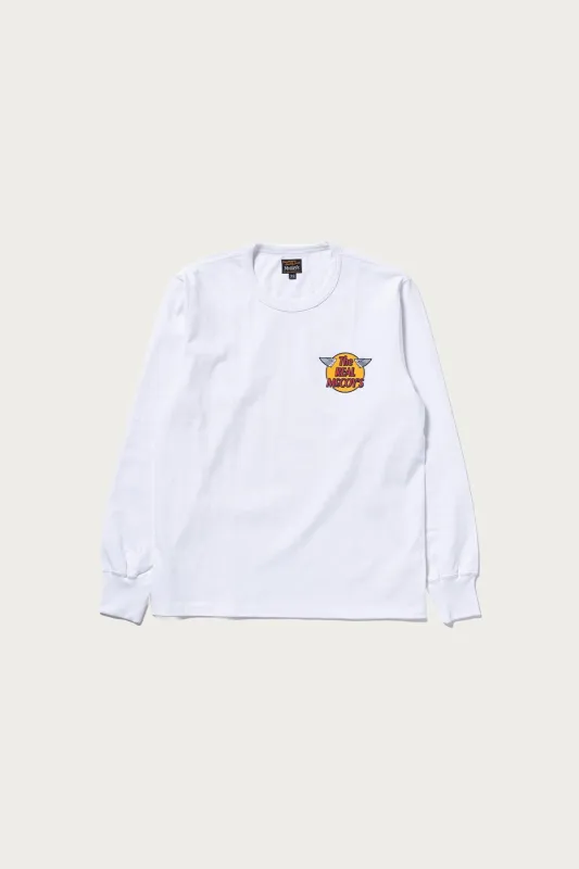 The Real McCoys Logo Tee L/S - White sold by Canoe Club