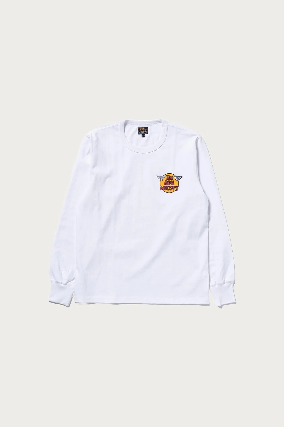 The Real McCoys Logo Tee L/S - White sold by Canoe Club