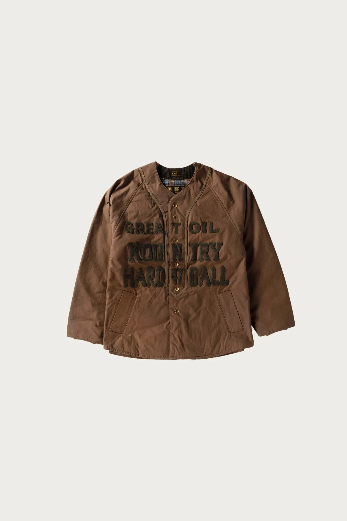 Weather Cotton Oil Coating Baseball Blouson - Khaki sold by Canoe Club