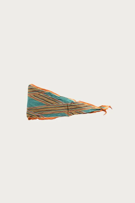 WASHER Crinkle Silk Neckerchief (PECOS Stripe) - Turquoise made by Kapital