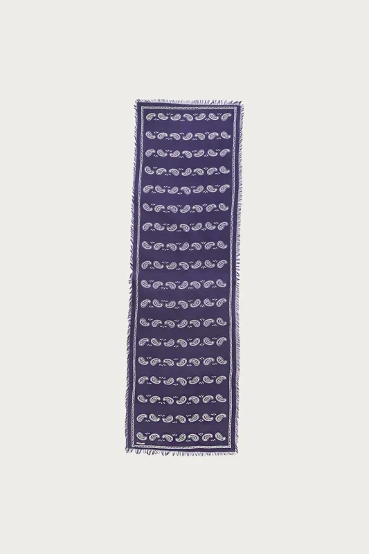 Rayon Fringe Stole (PECOS Paisley) - Purple made by Kapital