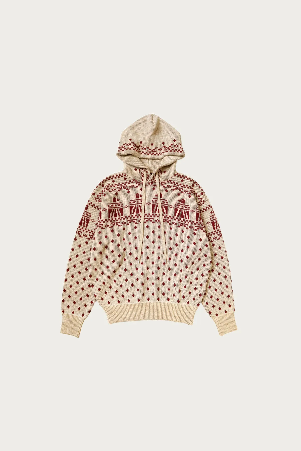 5G Jacquard Knit Hood Sweater - Red sold by Canoe Club