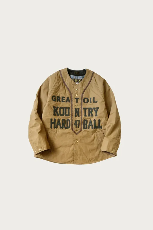 Weather Cotton Oil Coating Baseball Blouson - Beige made by Kapital