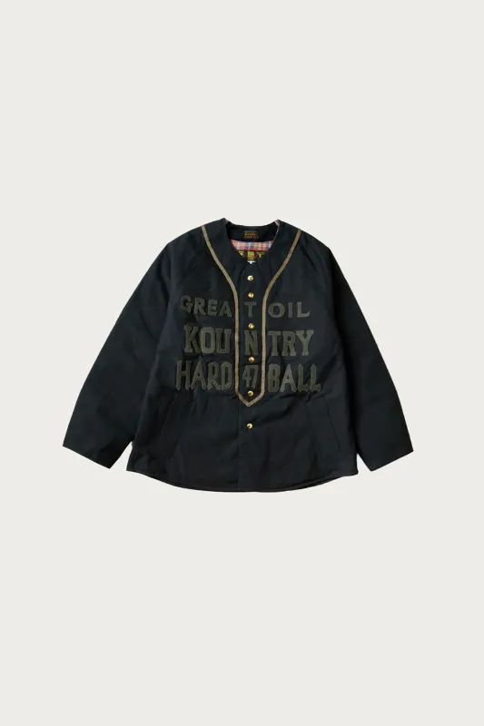 Weather Cotton Oil Coating Baseball Blouson - Black made by Kapital