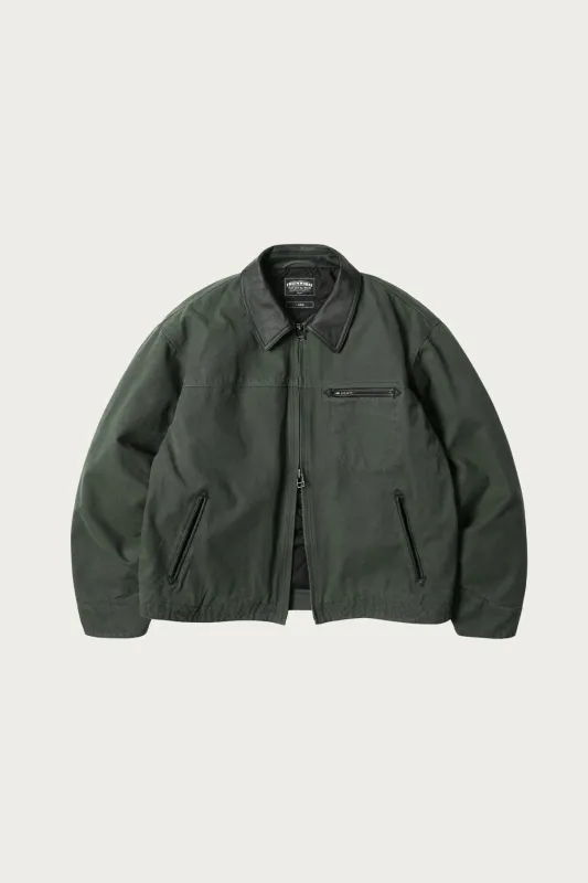Heavy Canvas Destroyed Work Jacket - Olive made by FrizmWORKS