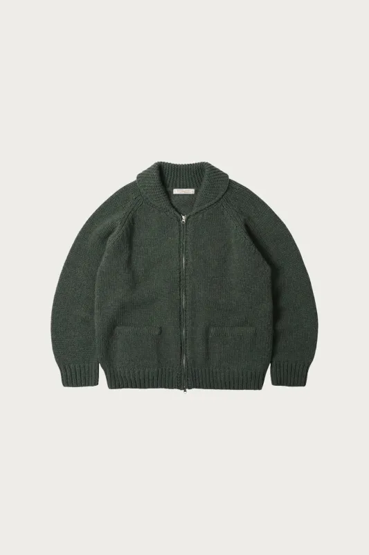 Heavy Cowichan Zipup Cardigan - Forest Green made by FrizmWORKS