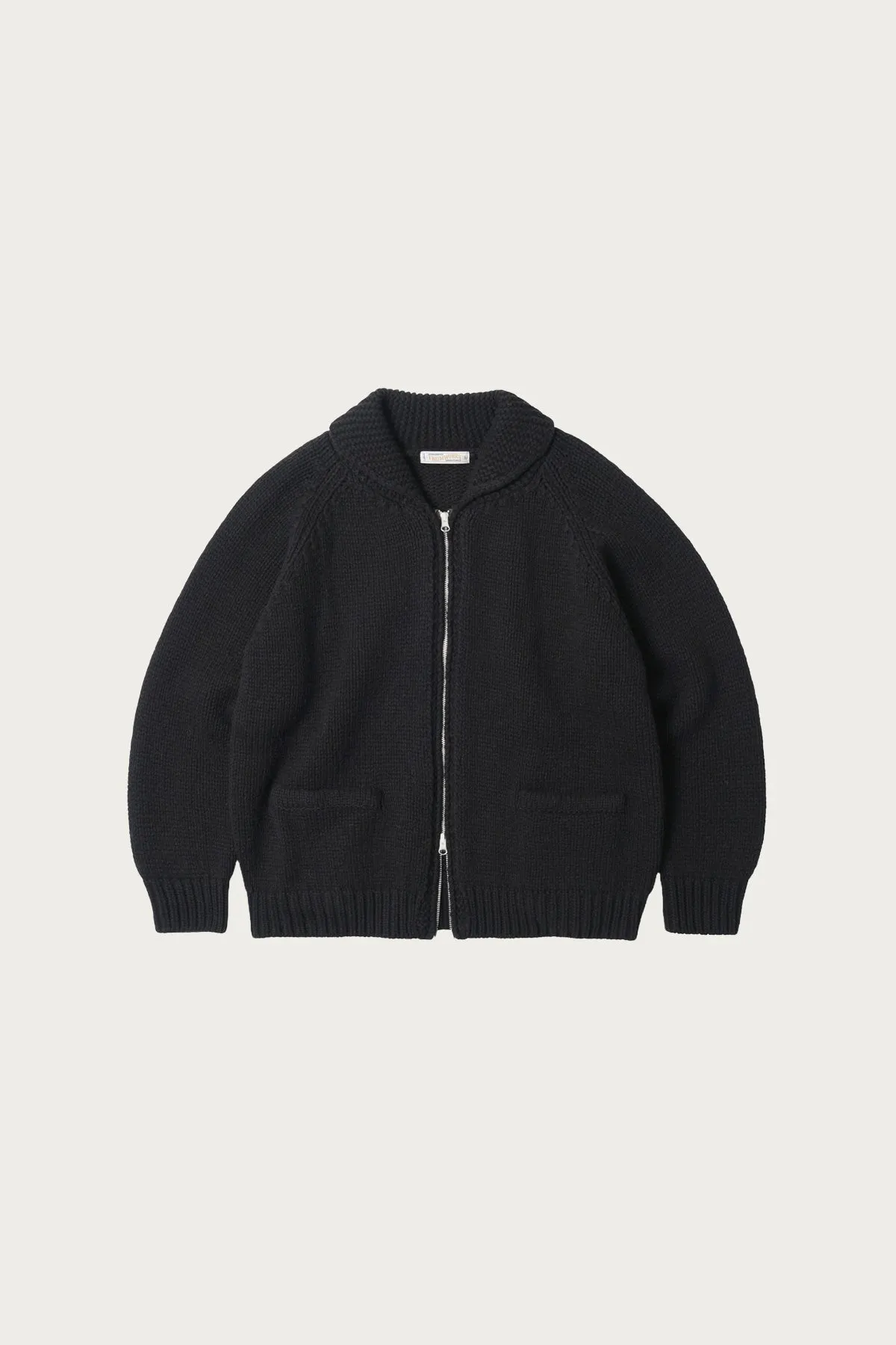 Heavy Cowichan Zipup Cardigan - Black sold by Canoe Club