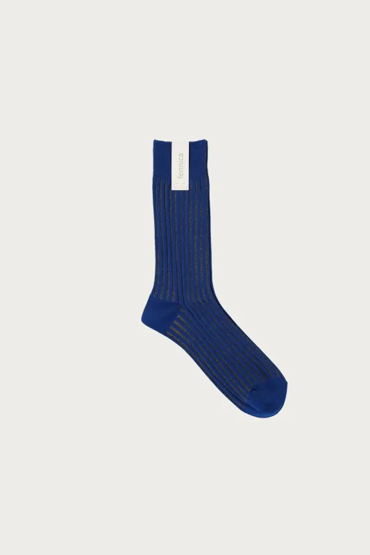 fennica Rib Socks - Sapphire/Gold sold by Canoe Club