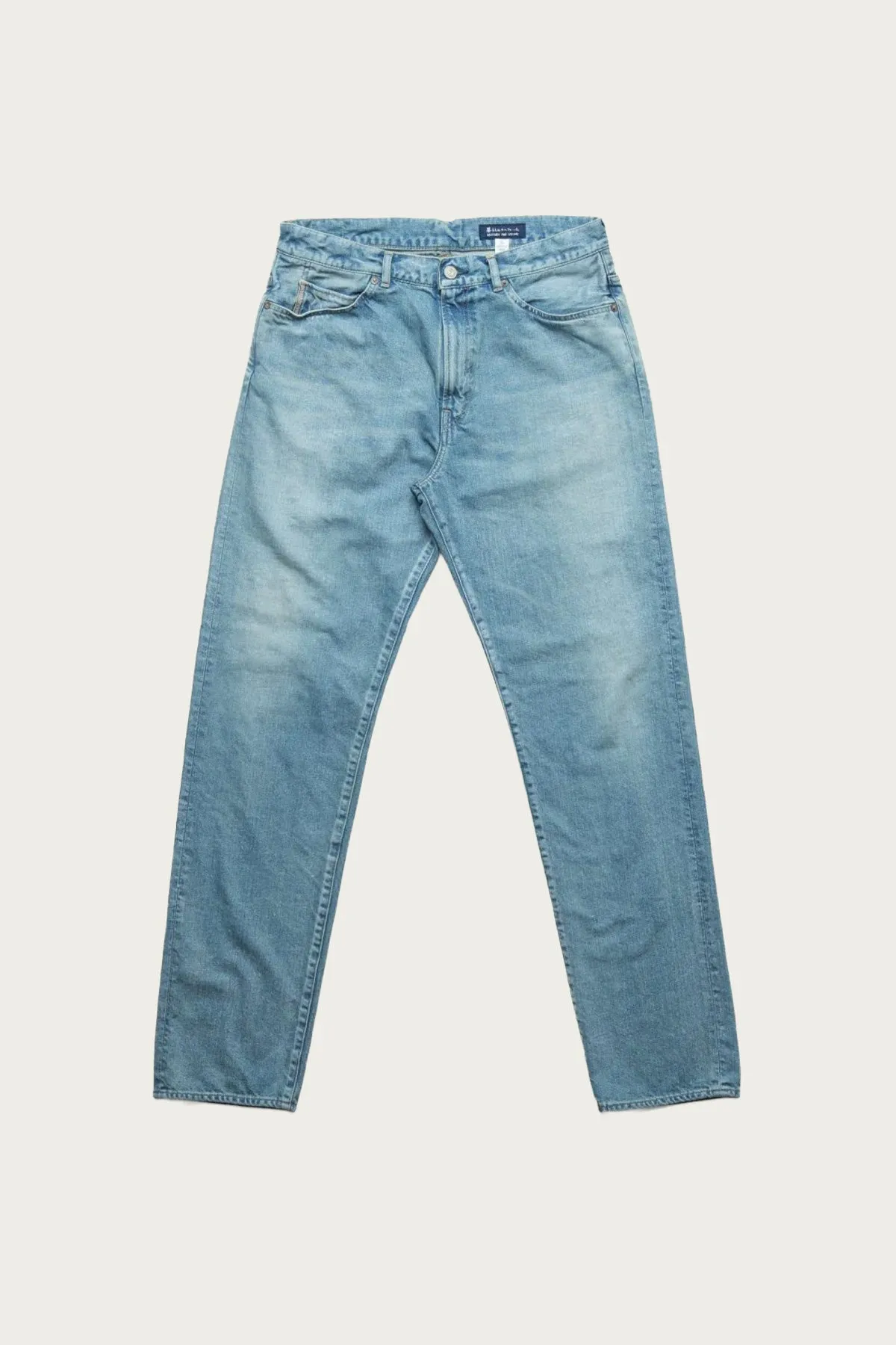C.T.L. Straight Denim Pants - Bengara (Indian Red) - Light Indigo sold by Canoe Club