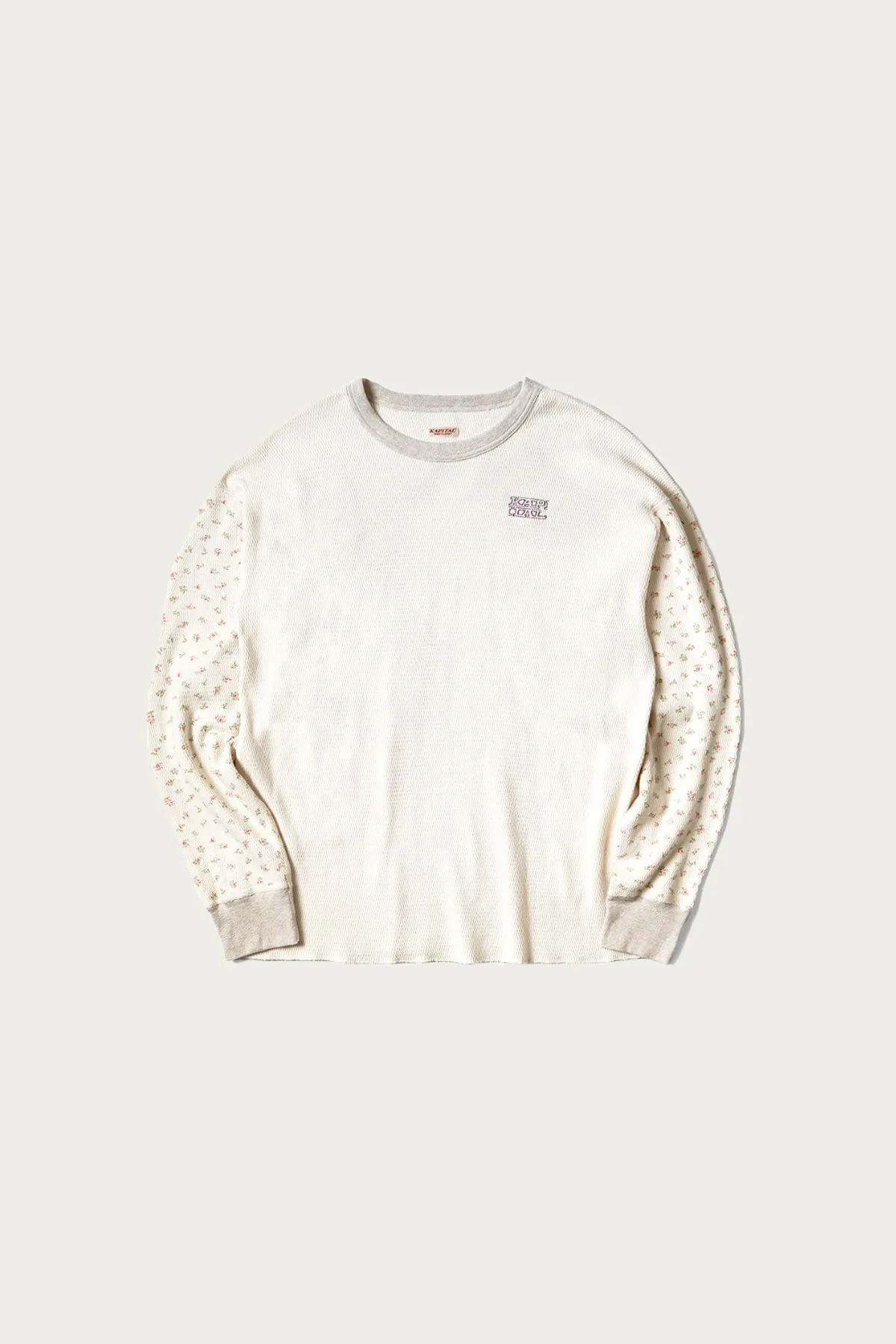 Waffle Jersey Calico Print 2TONES Long Sleeve T (KAPITAL Embroidery) - Pink sold by Canoe Club