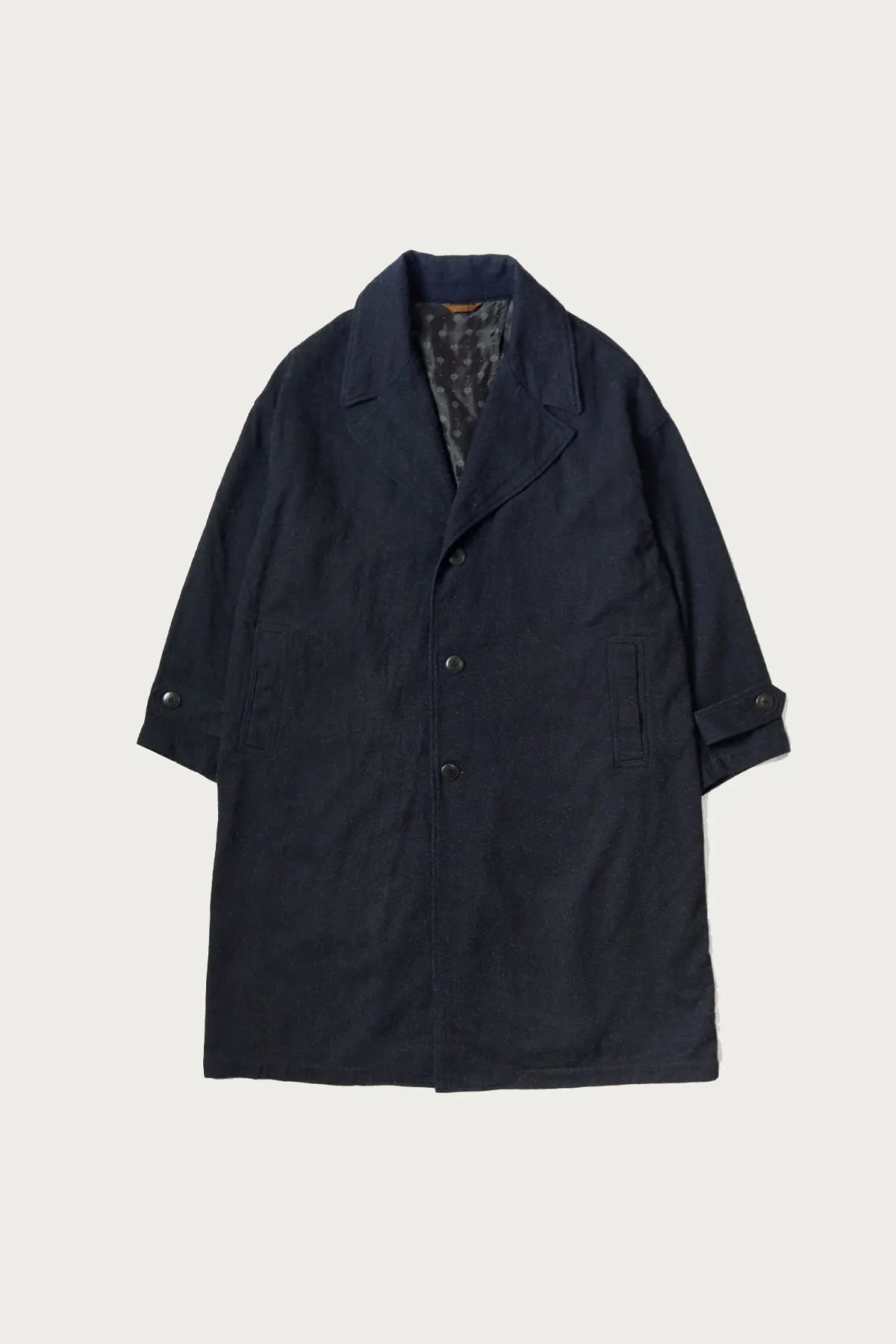 Twill Aging-Wool CAVALIER Coat - Indigo sold by Canoe Club