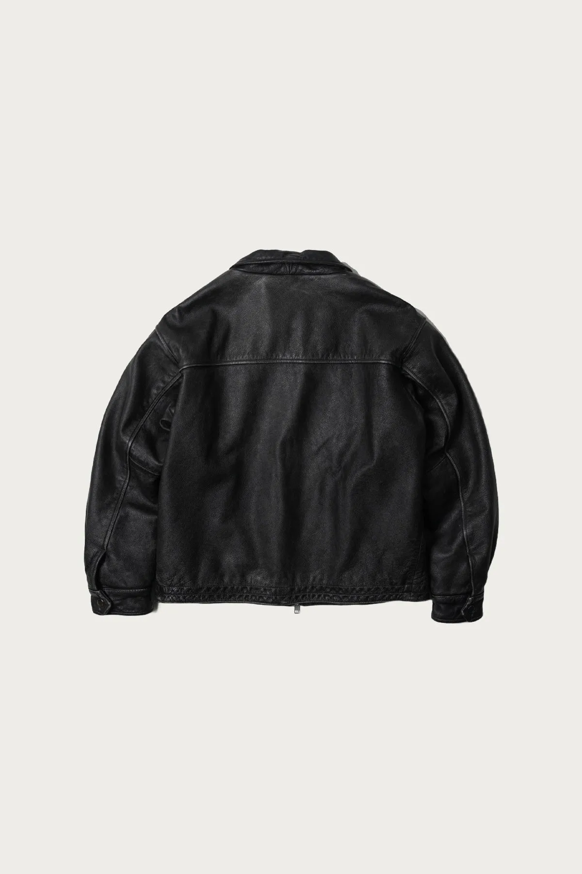 Destroyed Cowhide Leather Jacket - Washed Black sold by Canoe Club product image thumbnail 2
