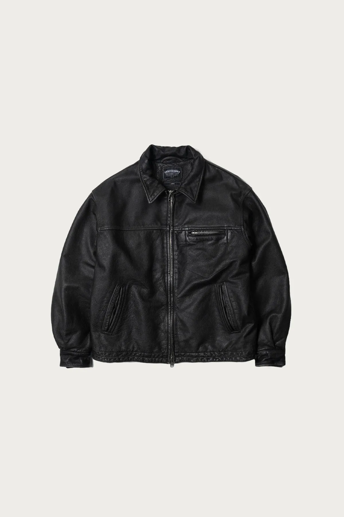 Destroyed Cowhide Leather Jacket - Washed Black sold by Canoe Club