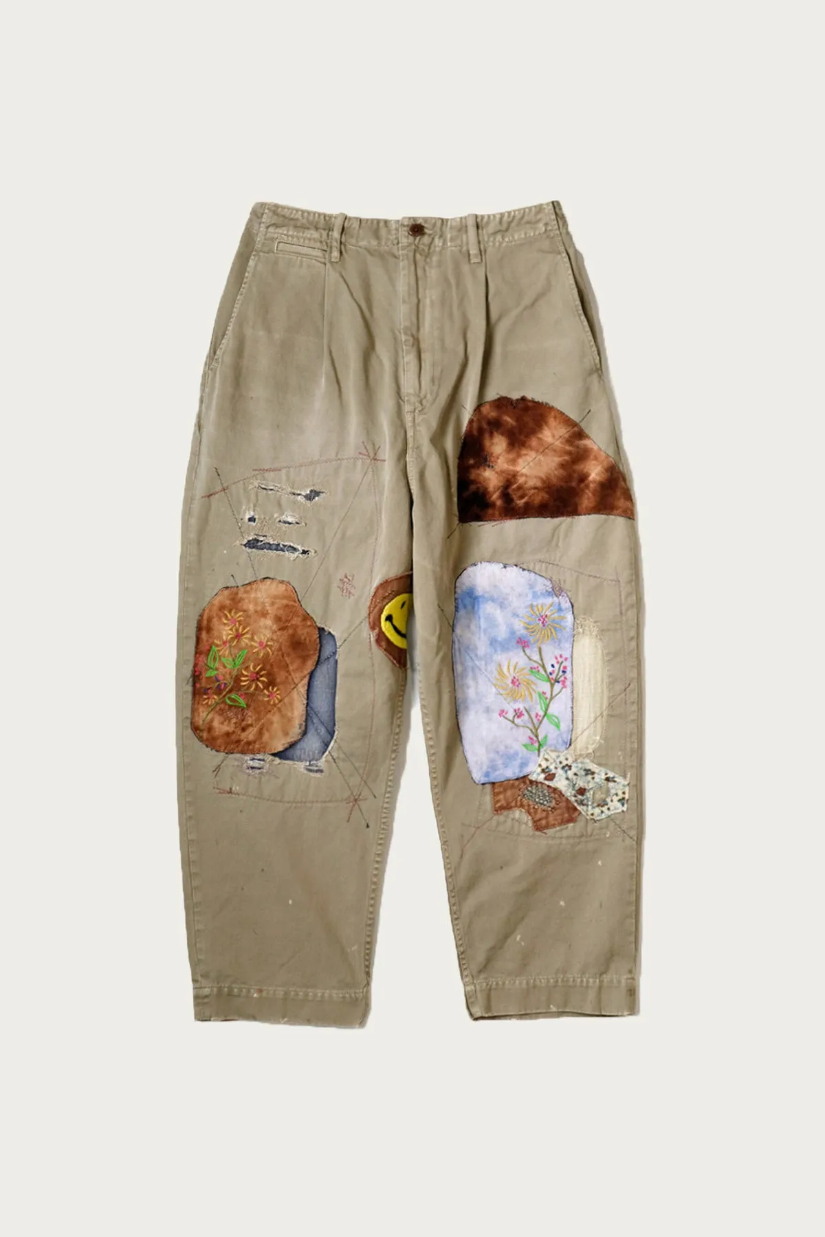 Katsuragi Cotton High Waist NIME Pants (Gypsy Patch Remake) - Beige sold by Canoe Club