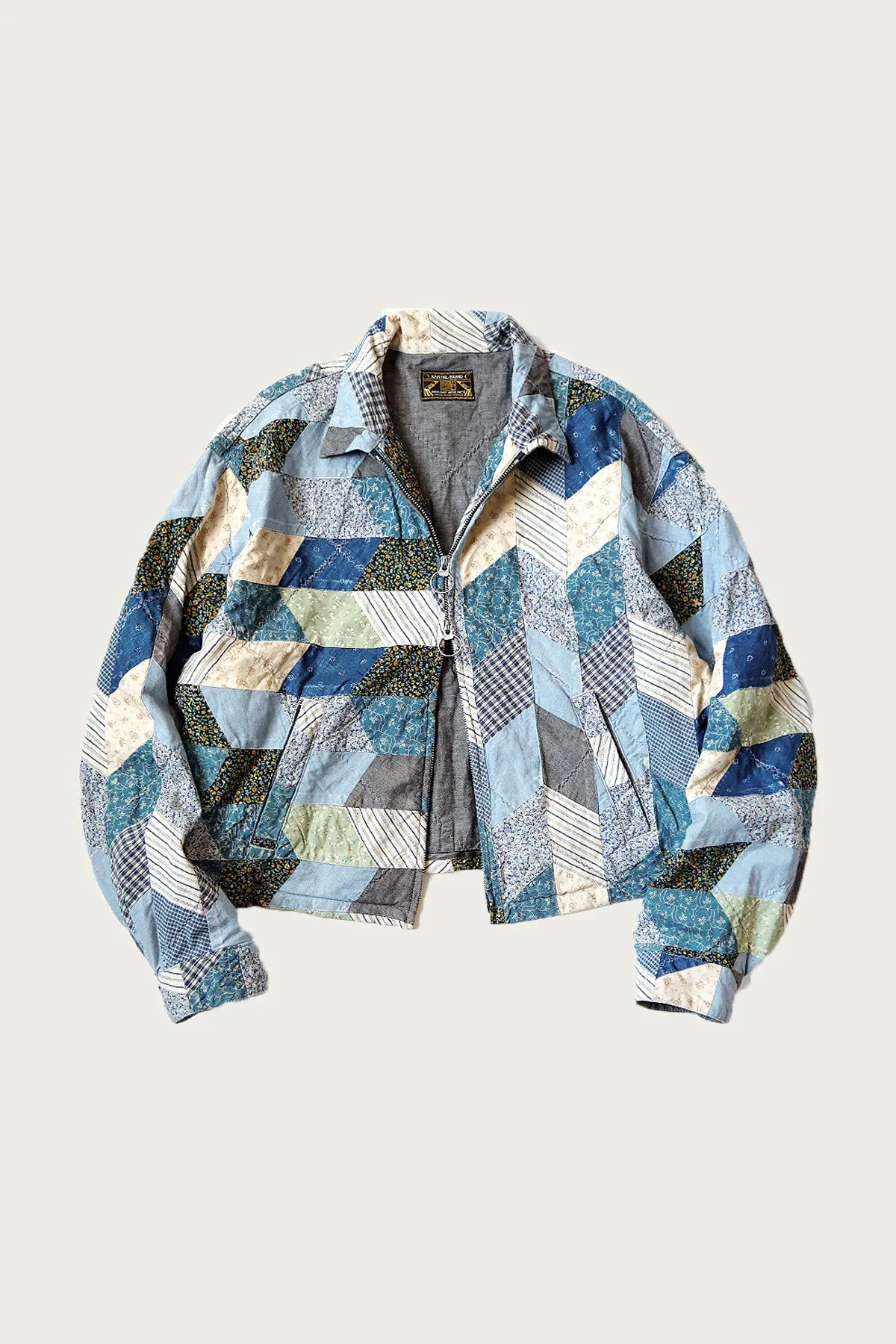 YABANE Quilt Patchwork Drizzler JKT - Indigo sold by Canoe Club