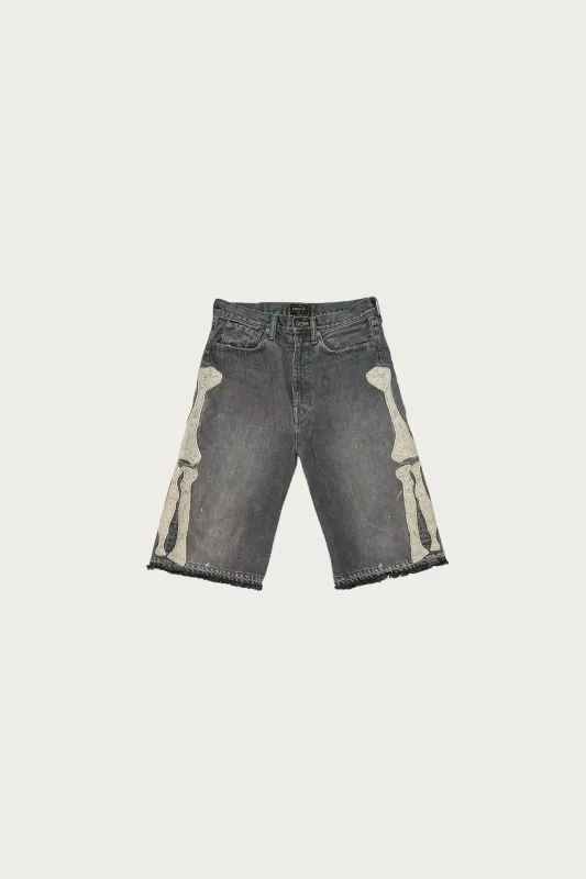 14oz Denim 5P Shorts (BONE) - Black made by Kapital
