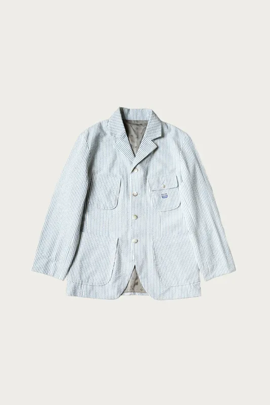 Seersucker LUMBER SUIT JKT - Sax made by Kapital