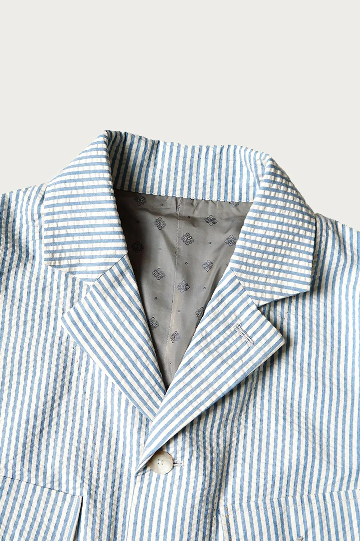 Seersucker LUMBER SUIT JKT - Sax sold by Canoe Club product image thumbnail 3