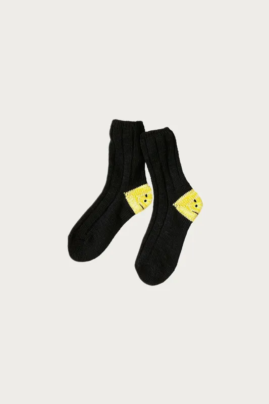 56 Yarns MA-1 RAINBOWY HAPPY HEEL Socks - Black sold by Canoe Club