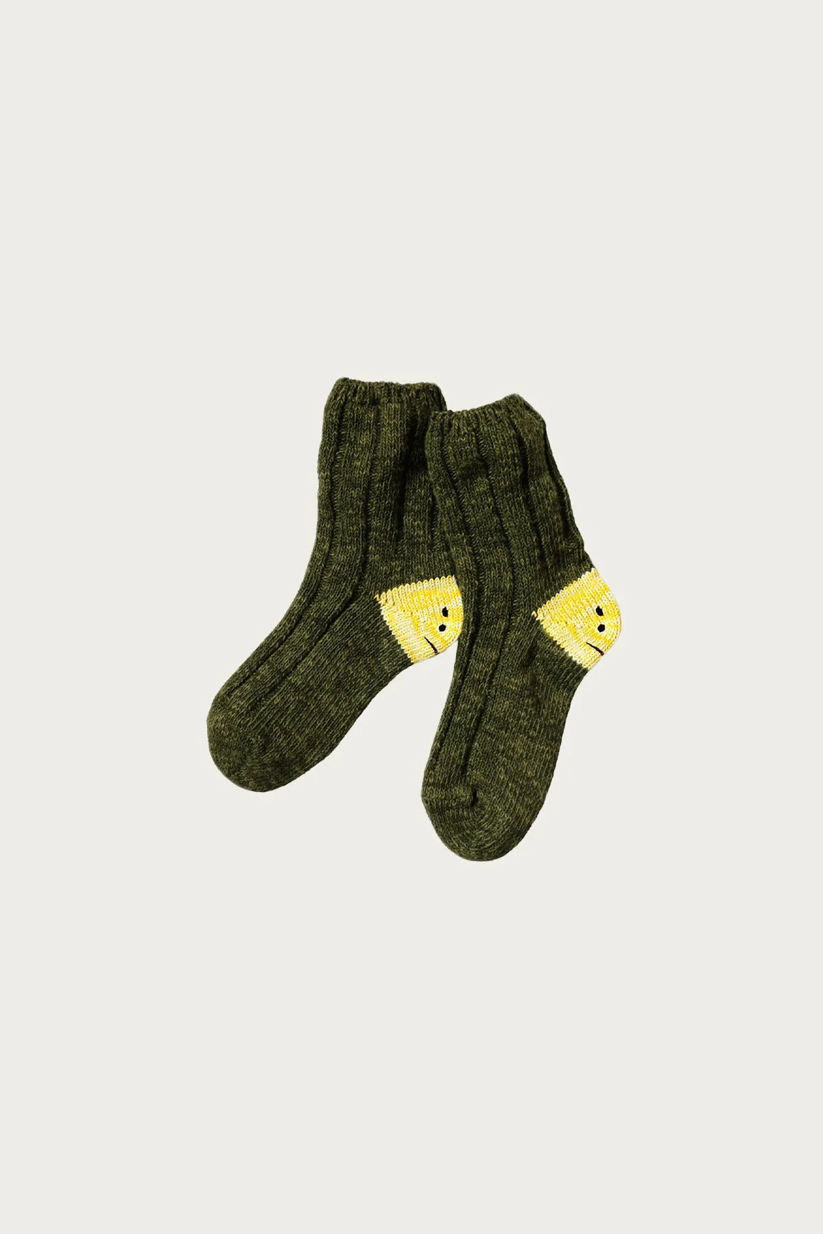 56 Yarns MA-1 RAINBOWY HAPPY HEEL Socks - Khaki sold by Canoe Club