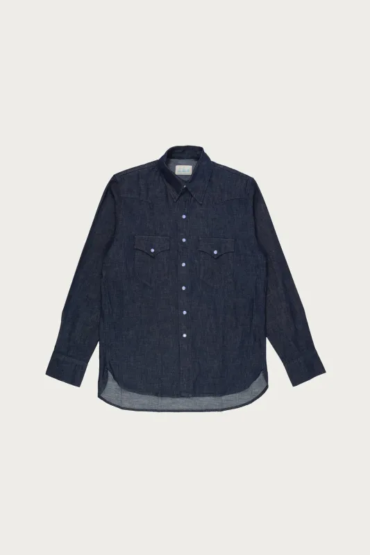 Denim Pearlsnap Shirt - Rinsed Indigo sold by Canoe Club