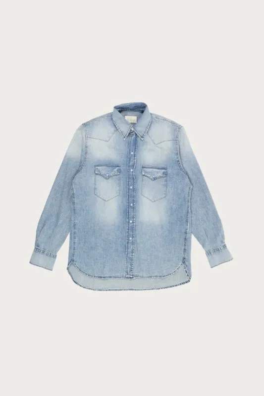 Denim Pearlsnap Shirt - Washed Indigo sold by Canoe Club