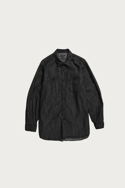 Work Shirt - Black Cotton Denim Shirting made by Engineered Garments