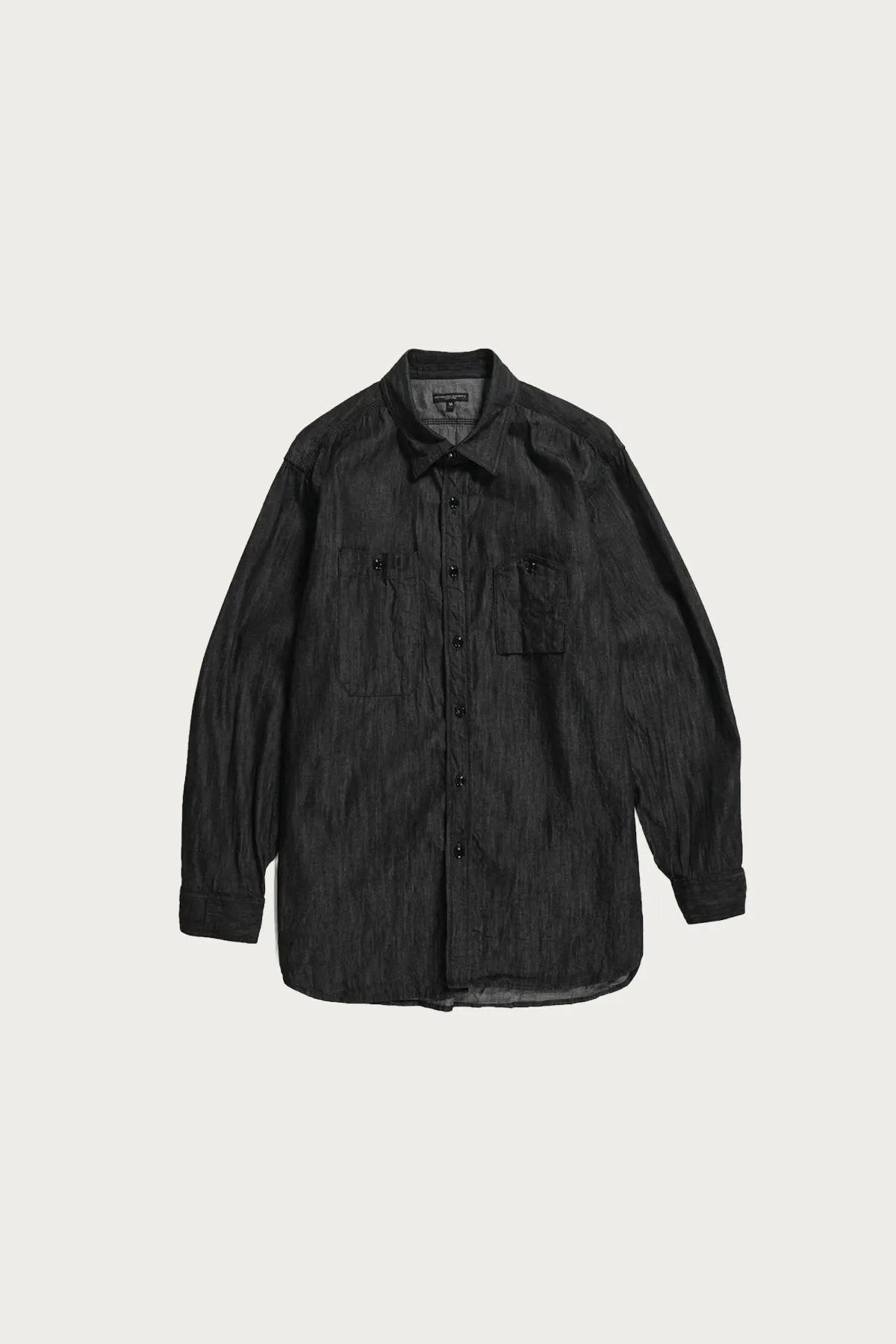 Work Shirt - Black Cotton Denim Shirting sold by Canoe Club
