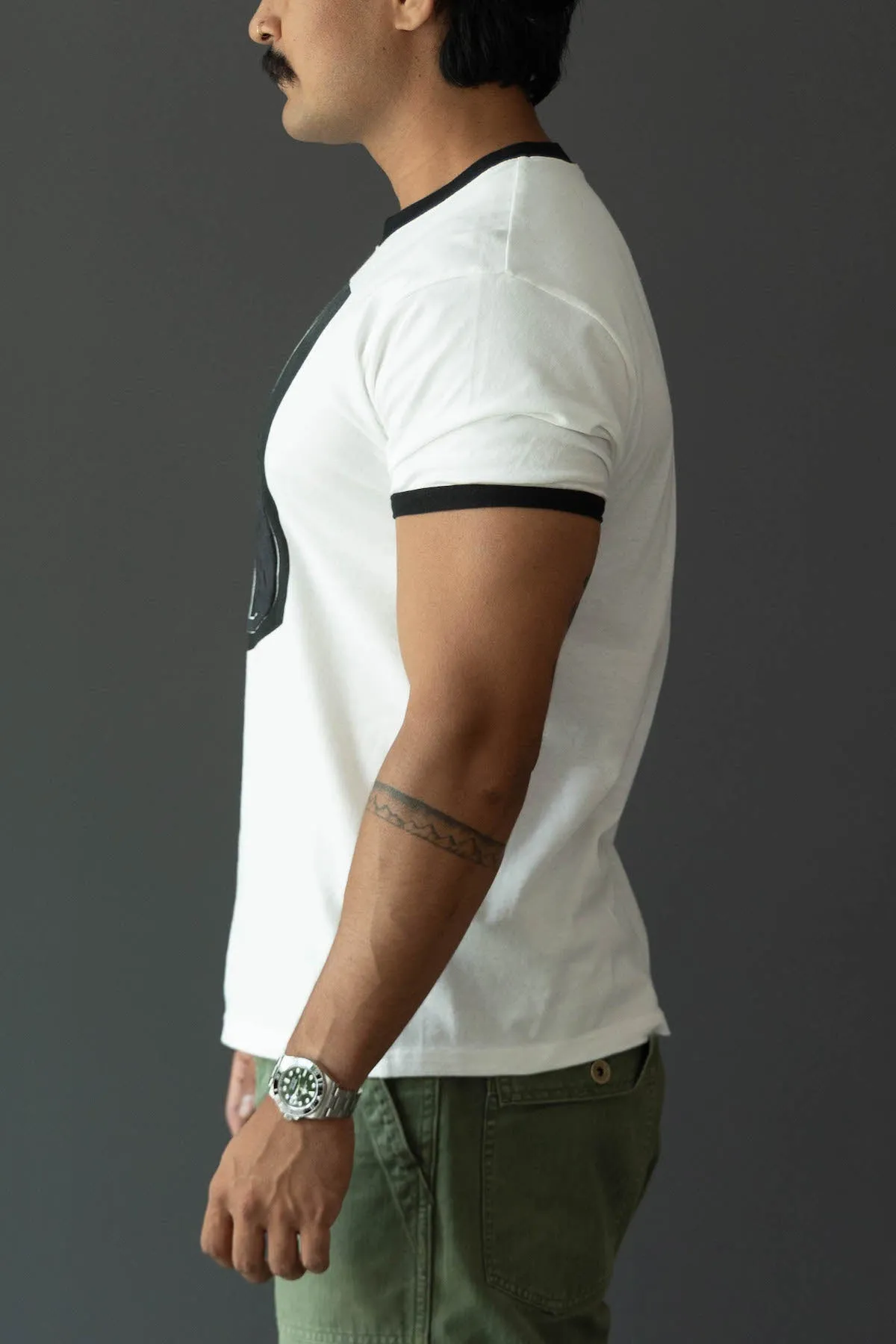 20/-Jersey Ringer T (DENIM MEN LOVE CATS SCRATCH) - White sold by Canoe Club product image thumbnail 3