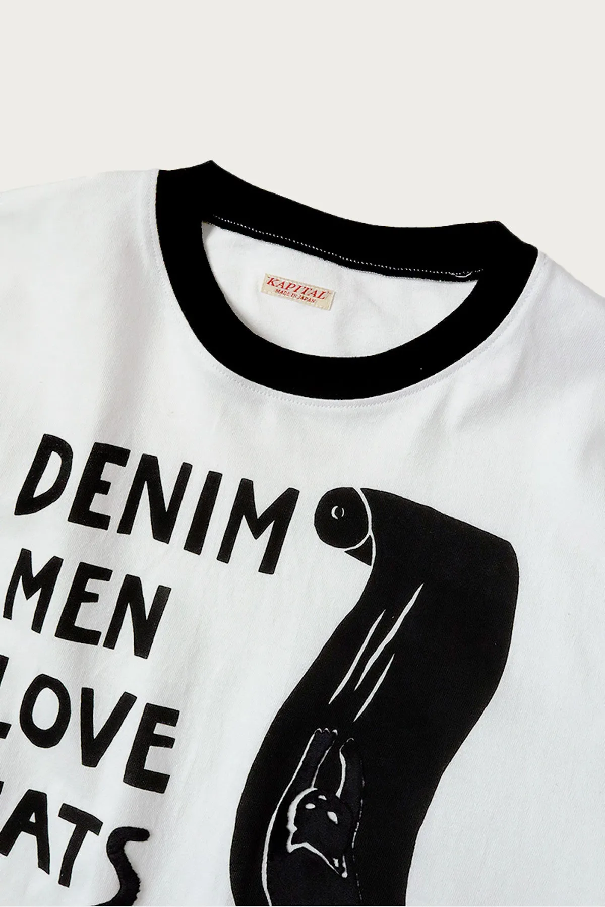 20/-Jersey Ringer T (DENIM MEN LOVE CATS SCRATCH) - White sold by Canoe Club product image thumbnail 4