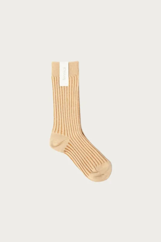 fennica Rib Socks - Oatmeal/Gold sold by Canoe Club