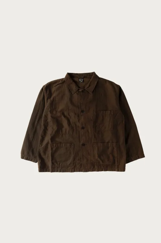 Cotton Linen Moleskin Relax Fit Simple Work Jacket - Coffee Brown sold by Canoe Club