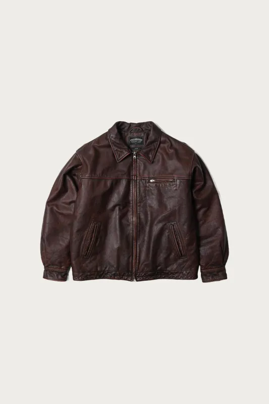 Destroyed Cowhide Leather Jacket - Washed Brown sold by Canoe Club