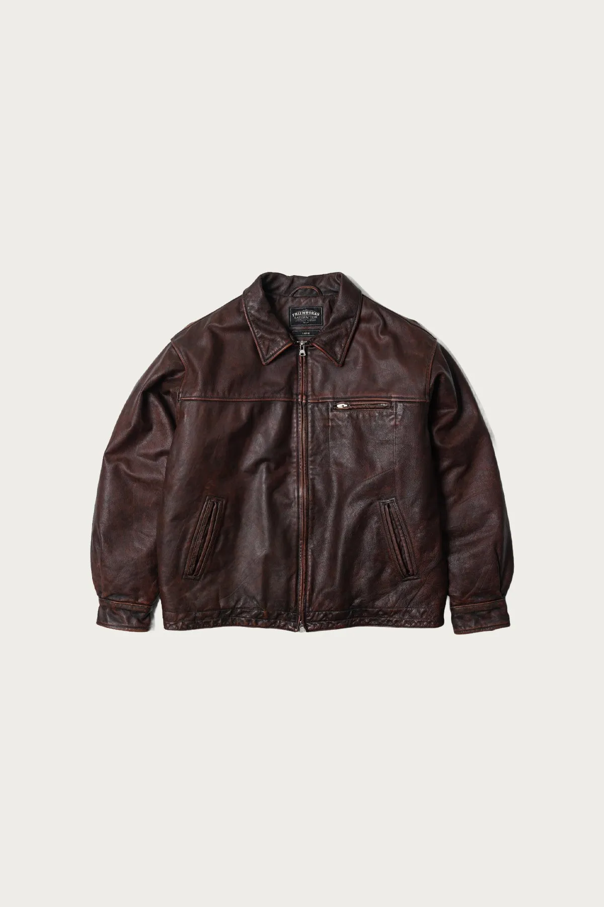 Destroyed Cowhide Leather Jacket - Washed Brown sold by Canoe Club