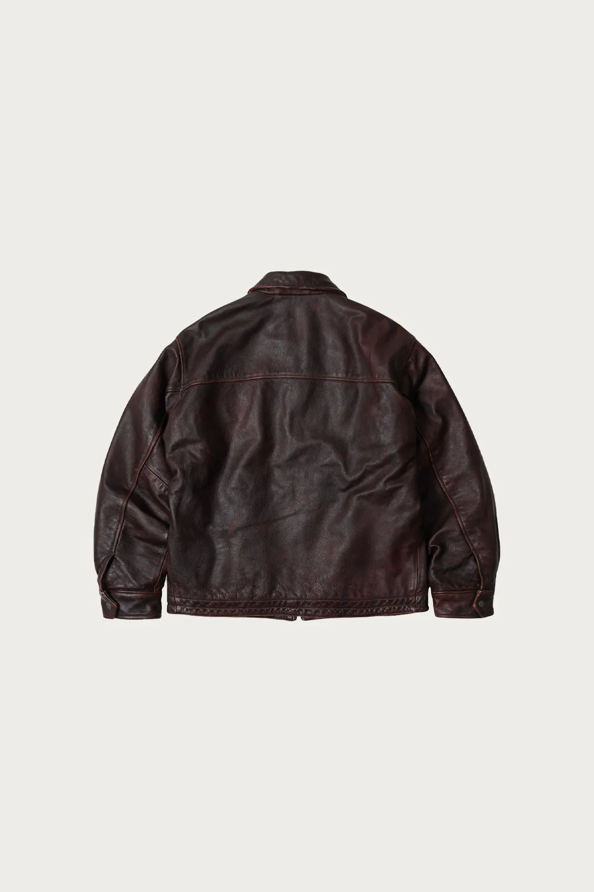 Destroyed Cowhide Leather Jacket - Washed Brown sold by Canoe Club product image thumbnail 2