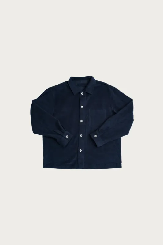 Travail Shirt - Navy Cotton Moleskin made by James Coward
