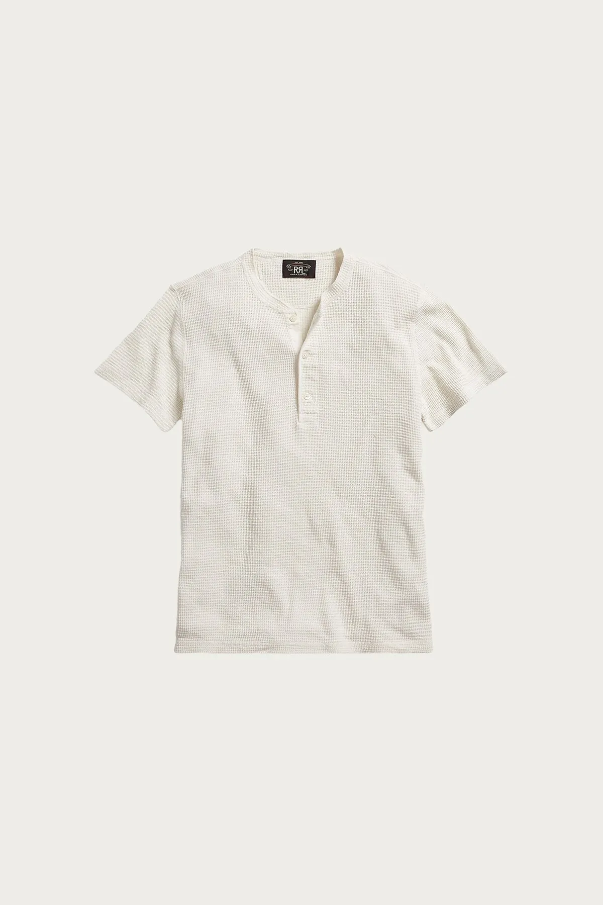 Waffle Knit Shortsleeve Henley Shirt - Paper White sold by Canoe Club