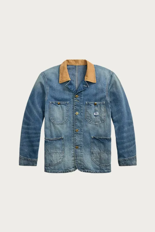 Corduroy-Collar Indigo Denim Jacket - Wrightsville Wash sold by Canoe Club