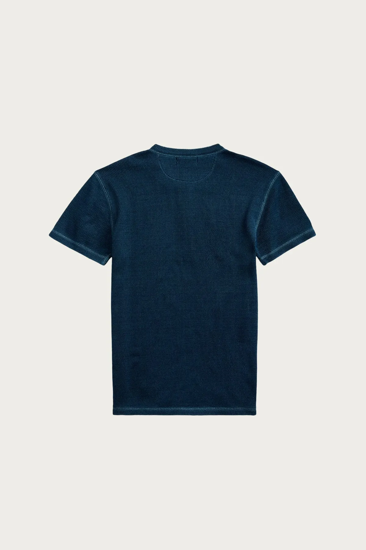 Waffle Knit Shortsleeve Henley Shirt - Rinsed Blue Indigo sold by Canoe Club product image thumbnail 2