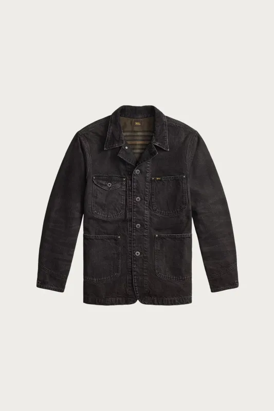 Corduroy Collar Denim Jacket - Black sold by Canoe Club