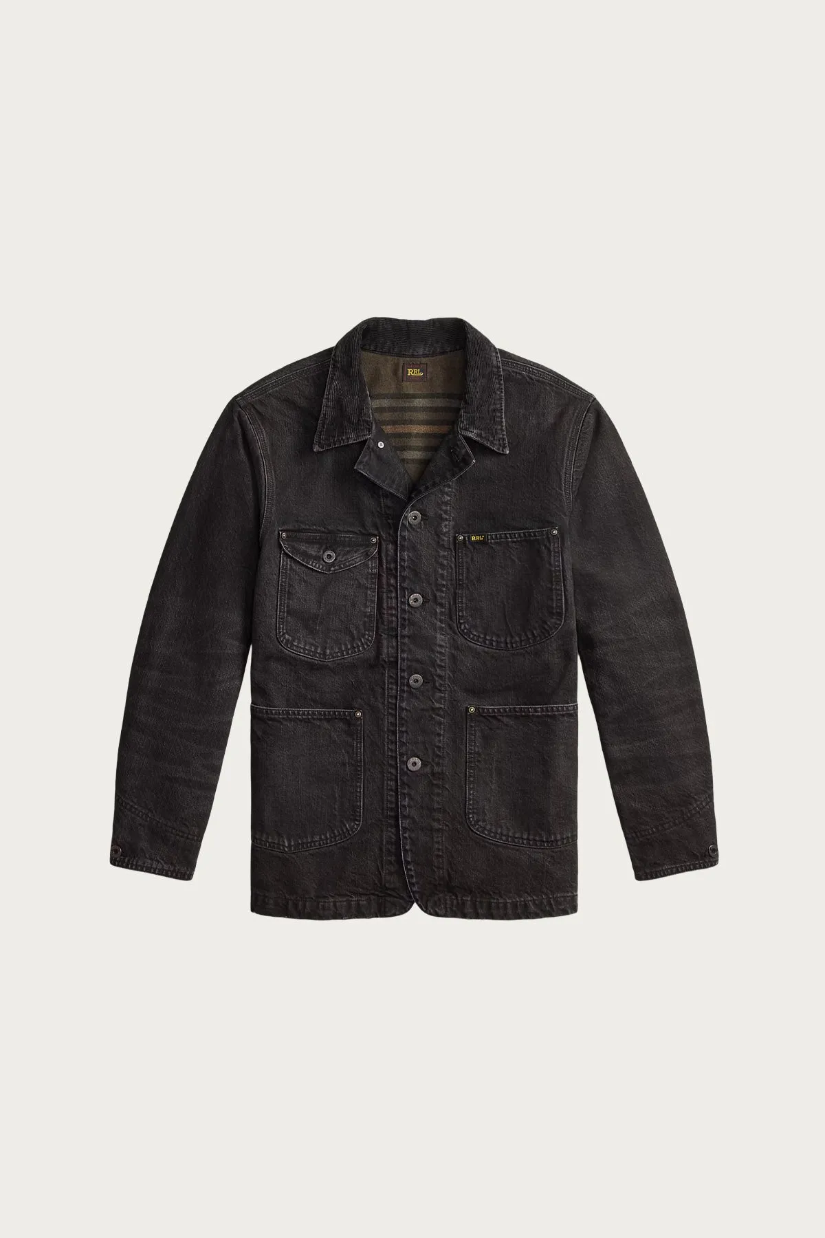 Corduroy Collar Denim Jacket - Black sold by Canoe Club